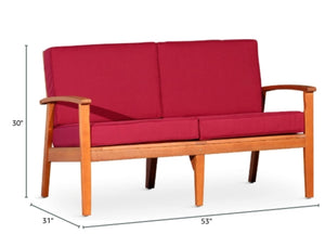 English Elm Eucalyptus Hardwood Outdoor Loveseat Fsc Certified Weather Resistant Patio Seating B046S00092