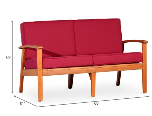 English Elm Eucalyptus Hardwood Outdoor Loveseat Fsc Certified Weather Resistant Patio Seating B046S00092