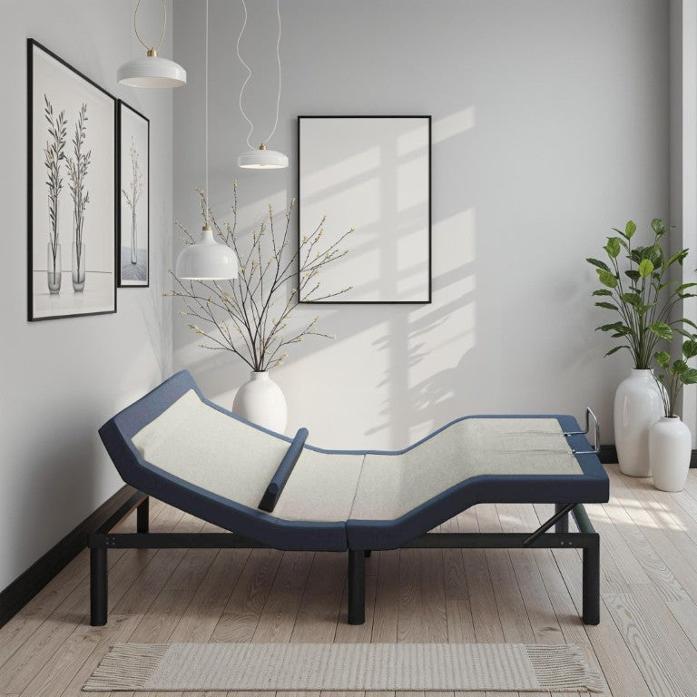 English Elm Queen Adjustable Bed Base with Lumbar Support Massage App Control and LED Lighting B047P296273