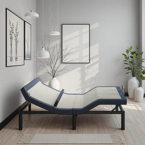 English Elm Queen Adjustable Bed Base with Lumbar Support Massage App Control and LED Lighting B047P296273
