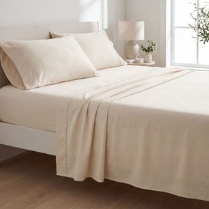 English Elm 4-Piece Bamboo Rayon Sheet Set Hypoallergenic Cooling Silky Soft Bedding for Twin XL Cream B047P536333