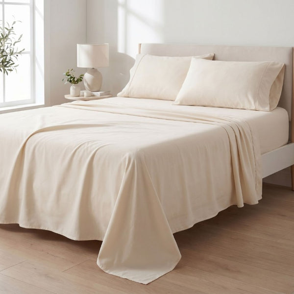 English Elm 4-Piece Bamboo Rayon Sheet Set Hypoallergenic Cooling Silky Soft Bedding for Twin XL Cream B047P536333