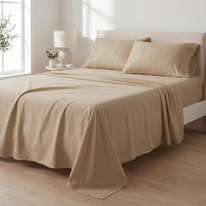 English Elm 4-Piece Bamboo Rayon Sheet Set Hypoallergenic Cooling Silky Soft Bedding for Twin XL Khaki B047P536583