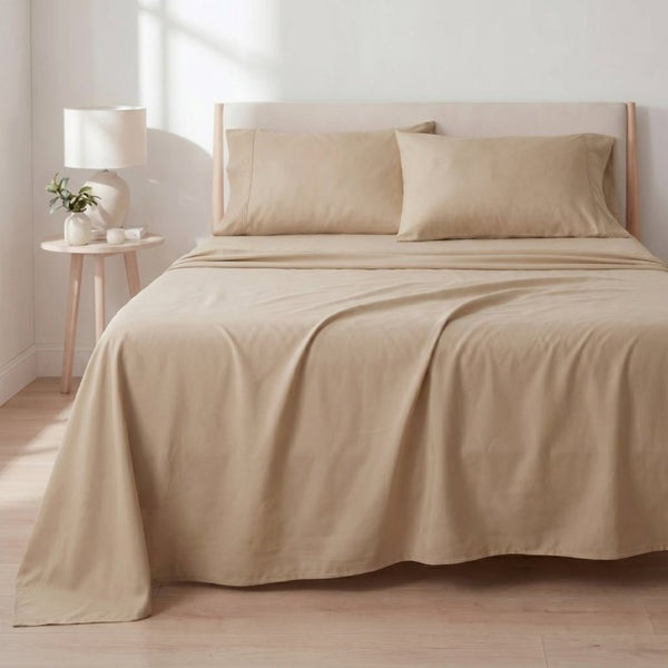 English Elm 4-Piece Bamboo Rayon Sheet Set Hypoallergenic Cooling Silky Soft Bedding for Twin XL Khaki B047P536583