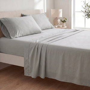 English Elm 4-Piece Bamboo Rayon Sheet Set Hypoallergenic Cooling Silky Soft Bedding for Twin XL Pewter B047P538296