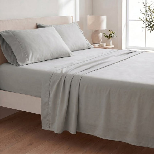 English Elm 4-Piece Bamboo Rayon Sheet Set Hypoallergenic Cooling Silky Soft Bedding for Twin XL Pewter B047P538296