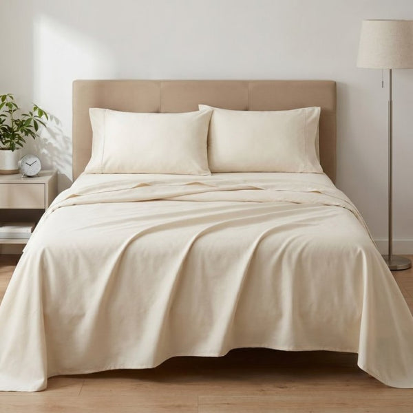 English Elm 5-Piece Microfiber Bamboo Hypoallergenic Split King Sheet Set for Cool Restful Sleep Cream B047P538326