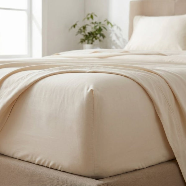 English Elm 5-Piece Split California King Rayon Sheet Set for Cool Breathable Hypoallergenic Sleep Cream Bamboo, Microfiber B047P538328