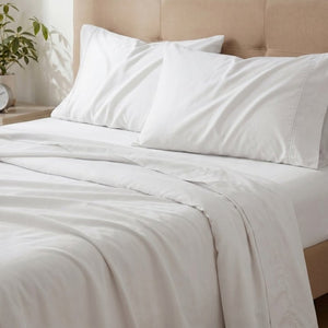 English Elm 5-Piece Microfiber Bamboo Hypoallergenic Split King Sheet Set for Cool Restful Sleep White B047P539864