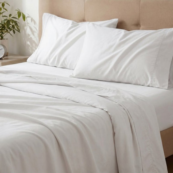 English Elm 5-Piece Microfiber Bamboo Hypoallergenic Split King Sheet Set for Cool Restful Sleep White B047P539864