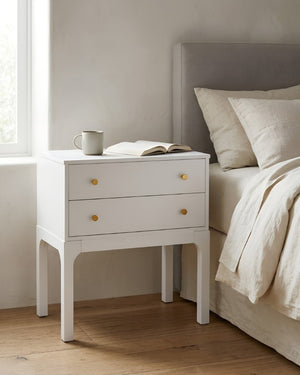 English Elm Alonso Two Drawer Nightstand White Lacquer Finish with Gold Tone Hardware Bedroom B050P544102