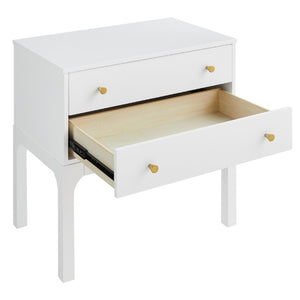 English Elm Alonso Two Drawer Nightstand White Lacquer Finish with Gold Tone Hardware Bedroom B050P544102