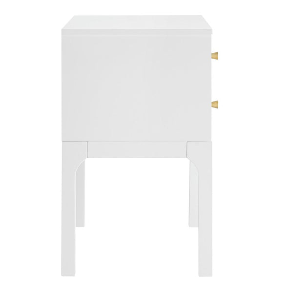 English Elm Alonso Two Drawer Nightstand White Lacquer Finish with Gold Tone Hardware Bedroom B050P544102