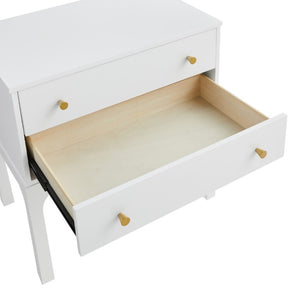 English Elm Alonso Two Drawer Nightstand White Lacquer Finish with Gold Tone Hardware Bedroom B050P544102