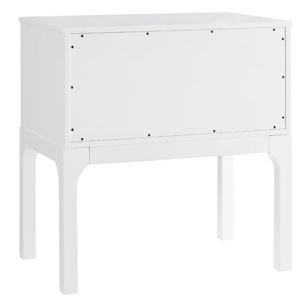 English Elm Alonso Two Drawer Nightstand White Lacquer Finish with Gold Tone Hardware Bedroom B050P544102