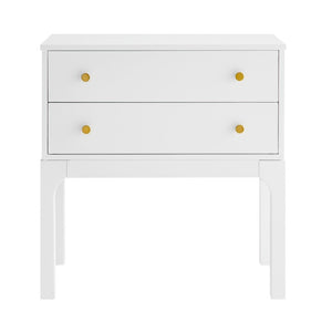 English Elm Alonso Two Drawer Nightstand White Lacquer Finish with Gold Tone Hardware Bedroom B050P544102