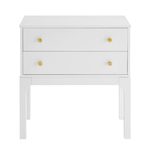 English Elm Alonso Two Drawer Nightstand White Lacquer Finish with Gold Tone Hardware Bedroom B050P544102