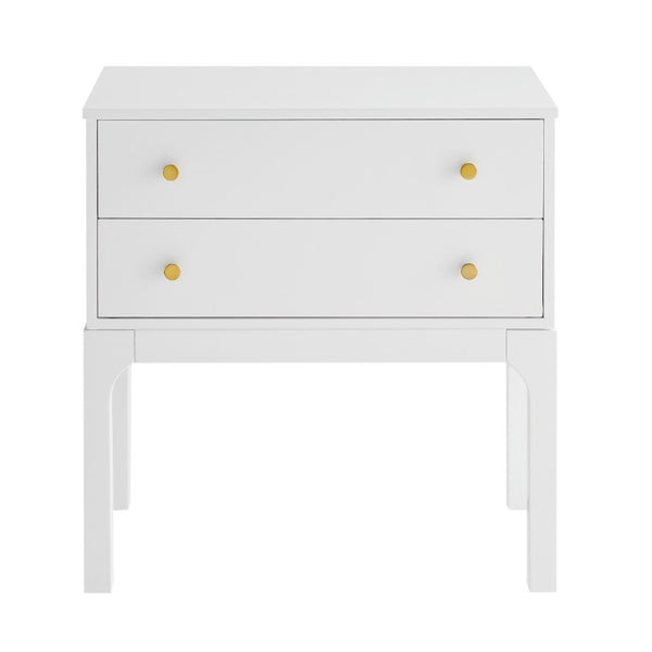English Elm Alonso Two Drawer Nightstand White Lacquer Finish with Gold Tone Hardware Bedroom B050P544102