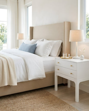 English Elm Alonso Two Drawer Nightstand White Lacquer Finish with Gold Tone Hardware Bedroom B050P544102