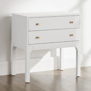 English Elm Alonso Two Drawer Nightstand White Lacquer Finish with Gold Tone Hardware Bedroom B050P544102