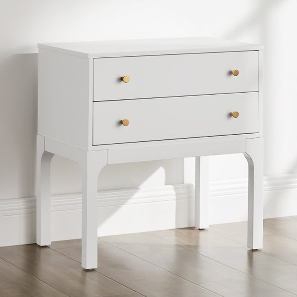 English Elm Alonso Two Drawer Nightstand White Lacquer Finish with Gold Tone Hardware Bedroom B050P544102