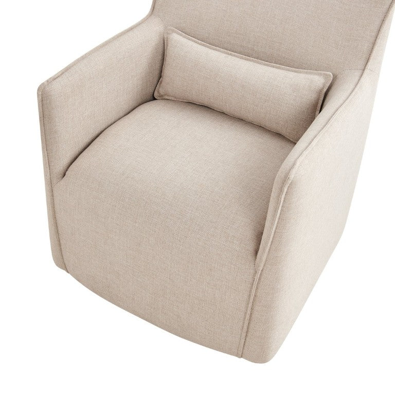 English Elm Ayla Swivel Accent Chair Polyester Upholstered with Lumbar Pillow for Living Rooms Sand B050P593085