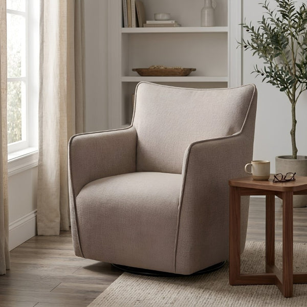 English Elm Ayla Swivel Lounge Chair Polyester Weave Coil Support Tailored Flange Living Room B050P593087