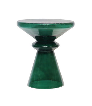 English Elm Aventura Artisan Hand Blown Glass Accent Table Sculptural Emerald Hourglass Form B050P596349