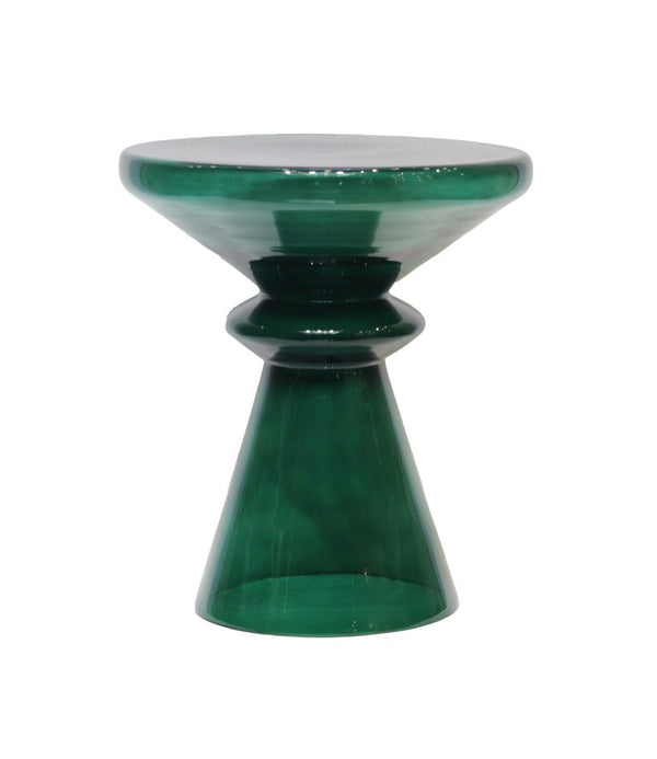 English Elm Aventura Artisan Hand Blown Glass Accent Table Sculptural Emerald Hourglass Form B050P596349