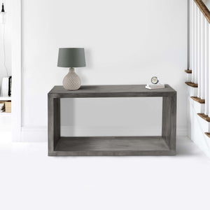English Elm 52" Solid Mango Wood Console Table with Open Shelf Sled Base Entryway Accent B05691158