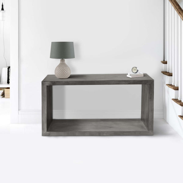 English Elm 52" Solid Mango Wood Console Table with Open Shelf Sled Base Entryway Accent B05691158