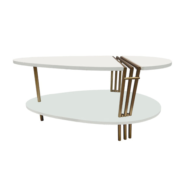 English Elm 36 Inch Oval Mango Wood Coffee Table Antique Brass Legs Open Shelf Living Room B056P161686