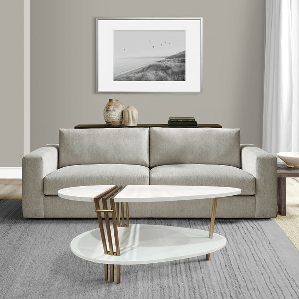 English Elm 36 Inch Oval Mango Wood Coffee Table Antique Brass Legs Open Shelf Living Room B056P161686