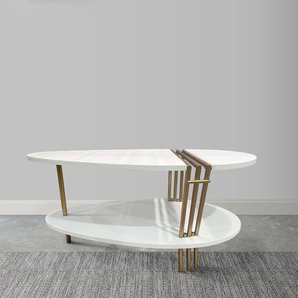 English Elm 36 Inch Oval Mango Wood Coffee Table Antique Brass Legs Open Shelf Living Room B056P161686