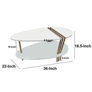 English Elm 36 Inch Oval Mango Wood Coffee Table Antique Brass Legs Open Shelf Living Room B056P161686