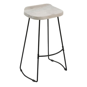 English Elm Tiva Handcrafted Mango Wood Saddle Seat Barstool with Powder Coated Iron Base B056P165573
