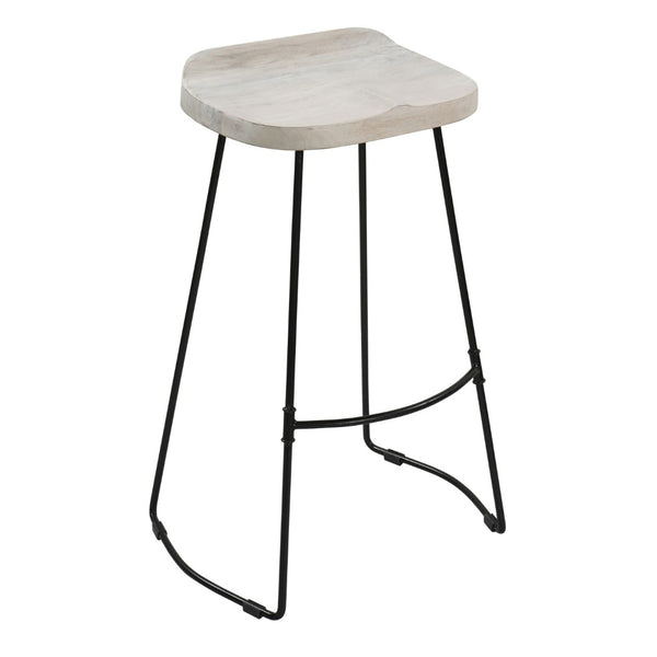 English Elm Tiva Handcrafted Mango Wood Saddle Seat Barstool with Powder Coated Iron Base B056P165573
