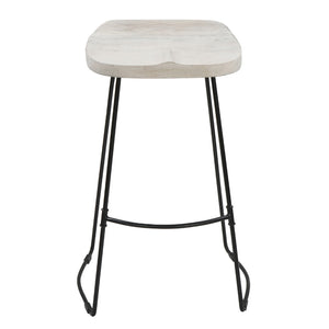 English Elm Tiva Handcrafted Mango Wood Saddle Seat Barstool with Powder Coated Iron Base B056P165573