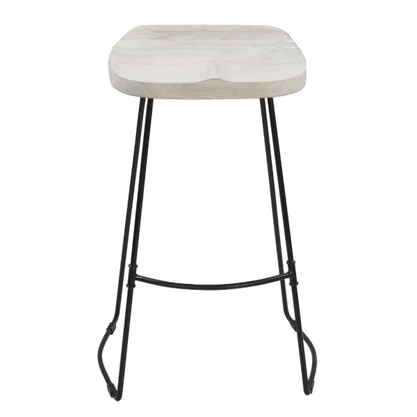 English Elm Tiva Handcrafted Mango Wood Saddle Seat Barstool with Powder Coated Iron Base B056P165573