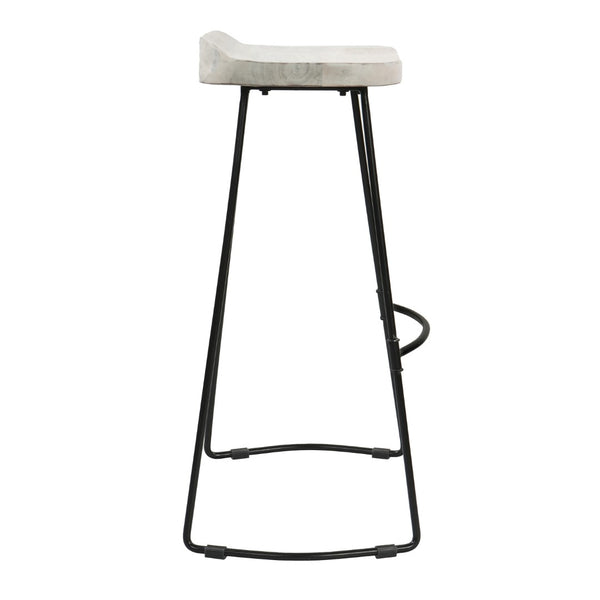 English Elm Tiva Handcrafted Mango Wood Saddle Seat Barstool with Powder Coated Iron Base B056P165573
