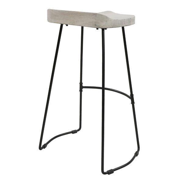 English Elm Tiva Handcrafted Mango Wood Saddle Seat Barstool with Powder Coated Iron Base B056P165573
