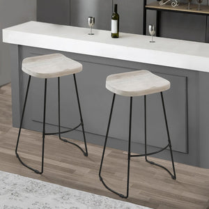English Elm Tiva Handcrafted Mango Wood Saddle Seat Barstool with Powder Coated Iron Base B056P165573