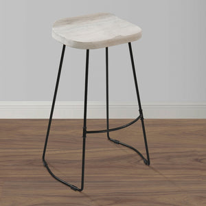 English Elm Tiva Handcrafted Mango Wood Saddle Seat Barstool with Powder Coated Iron Base B056P165573