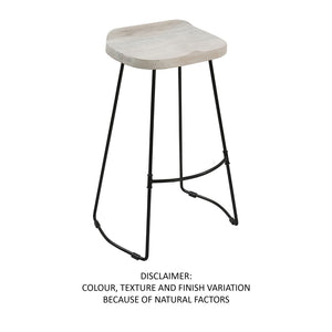 English Elm Tiva Handcrafted Mango Wood Saddle Seat Barstool with Powder Coated Iron Base B056P165573