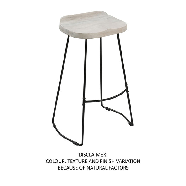 English Elm Tiva Handcrafted Mango Wood Saddle Seat Barstool with Powder Coated Iron Base B056P165573