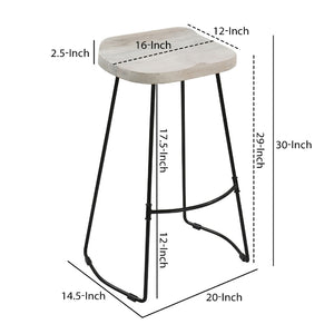 English Elm Tiva Handcrafted Mango Wood Saddle Seat Barstool with Powder Coated Iron Base B056P165573