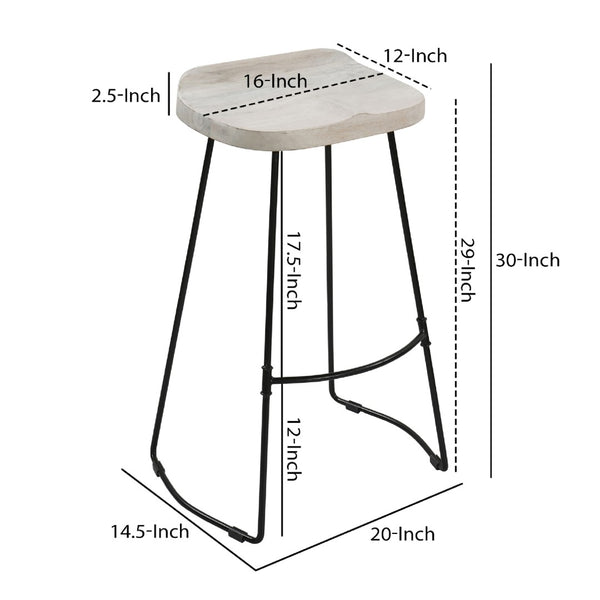 English Elm Tiva Handcrafted Mango Wood Saddle Seat Barstool with Powder Coated Iron Base B056P165573