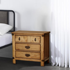 English Elm Pioneer Cottage Nightstand Weathered Elm Distressed Finish with Usb Charging Farmhouse Bedroom B056P417147