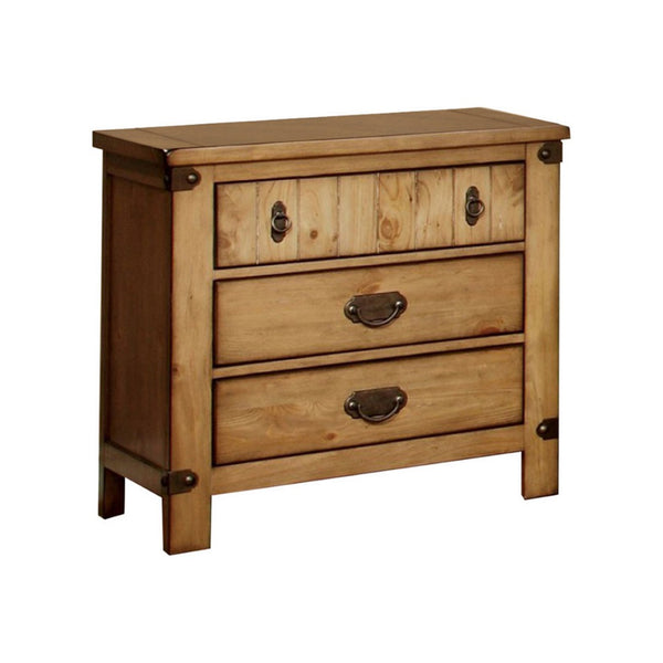 English Elm Pioneer Cottage Nightstand Weathered Elm Distressed Finish with Usb Charging Farmhouse Bedroom B056P417147