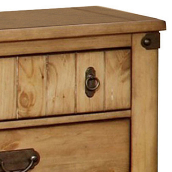 English Elm Pioneer Cottage Nightstand Weathered Elm Distressed Finish with Usb Charging Farmhouse Bedroom B056P417147